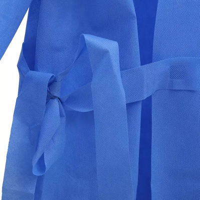 Knit Cuffs SMS PP PE Fabric Surgical Gown Waterproof Blue Color