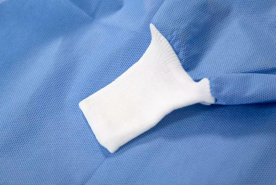 SMS Blue Color Knit Cuffs Medical Surgical Gown In Stock