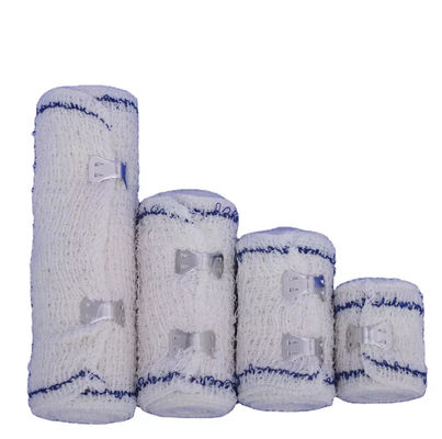 Professional 80% Cotton 20% Spandex Elastic Crepe Bandage With Blue Line