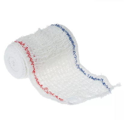 White Color Red Line Cotton Spandex Elastic Crepe Bandage With Clips