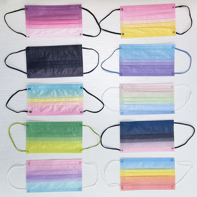 CE Disposable 3 Layer Earloop Face Mask Multicolored For Teenagers