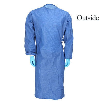 Custom Breathable Antibacterial Isolation Gown SMS PP PE with Knitted Cuff
