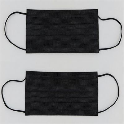 Black Disposable Trilayer Surgical Chins Masks Protective With EU Standards